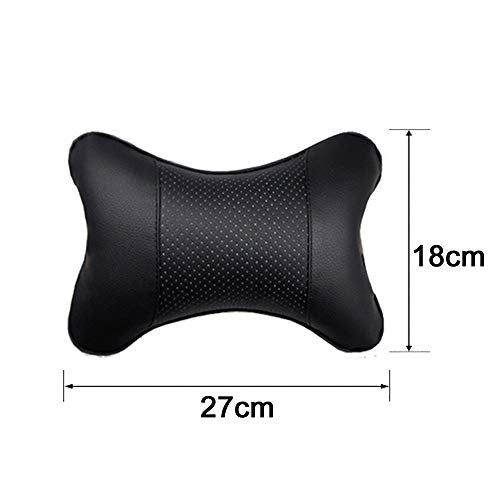 Car Neck Pillows Both Side Pu Leather 2pieces Pack Headrest Fit for Most Cars Filled Fiber Universal Car Pillow (Black)