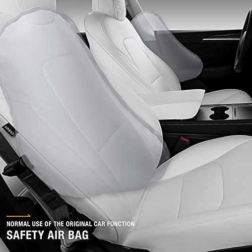 Fit Tesla Model Y Seat Covers All Season PU Leather Car Seat Cushion Protector Tesla Model Y Accessories (White, Full Wrapped 12 Pcs (Model Y))