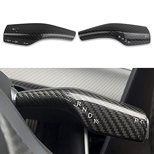 Tesla Model 3 & Model Y Steering Wheel Cover Combo With Gear Shift Covers,Steering Wheel Accessories Carbon Fiber Style Cover Gear Shift Covers Carbon Fiber Inner Decoration for Tesla Model 3 Model Y