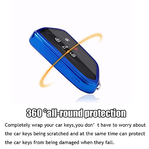 Custom Key Shells Accessories for Volkswagen ID.4 2021 2022 TPU Car Key Case Protector Remote Smart Key Cover Fob Case with Key Chain(Red)