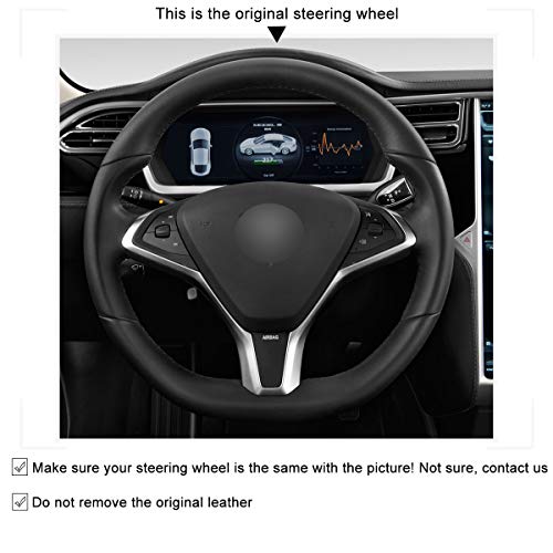Customized Hand-Stitch Black Suede Steering Wheel Cover for Tesla Model S 2009-2018 & Tesla Model X 2012-2018