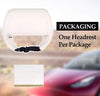 Car Neck Support Pillow Soft Leather Headrest with Adjustable Strap for Tesla (1 Unit White with White Stitching)