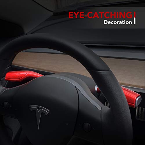 Tesla Model 3 Model Y Gear Shift Cover Steering Wheel Accessories ABS Plastic Glossy Red