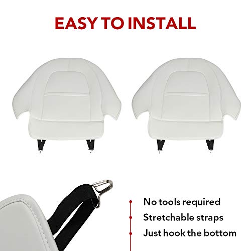 Tesla Model 3 & Y White Leather Seat Back Kick Protector/Kick Mat with Storage Bag (1 Piece)