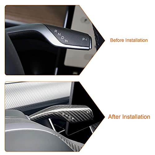 Tesla Model 3 & Model Y Steering Wheel Cover Combo With Gear Shift Covers,Steering Wheel Accessories Carbon Fiber Style Cover Gear Shift Covers Carbon Fiber Inner Decoration for Tesla Model 3 Model Y