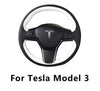 Tesla Model 3 & 2017-2020 Leather Italy Imported Alcantara Hand Stitched Steering Wheel Cover 1PCS(Leather in Black and White)