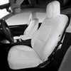 Fit Tesla Model Y Seat Covers All Season PU Leather Car Seat Cushion Protector Tesla Model Y Accessories (White, Full Wrapped 12 Pcs (Model Y))