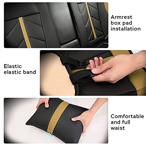 Front & Rear Seat Covers with Headrest Backrest Cushions for Chevy Chevrolet Bolt EV EUV Car Seat Cover Luxury PU Leather Sporty Breathable Comfortable Beige×Black