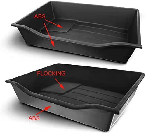 Under Seat ABS Flocking Storage Organizer Tray for 2020 2021 2022 2023 Tesla Model Y (2PCS)