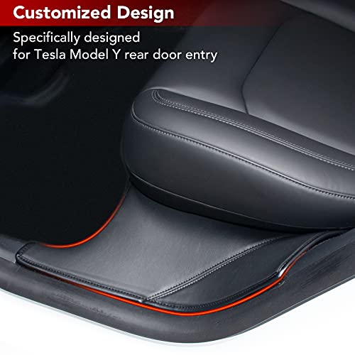 Rear Door Entry Black Leather Protector Mats/Liners for 2020-2022 Tesla Model Y