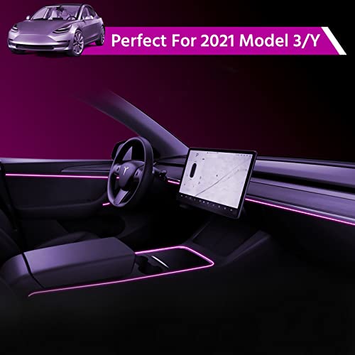 2021-2022 Tesla Model 3 & Model Y LED Ambient Light Kit (Center Console + Dashboard Light+ 4 Door Lights)