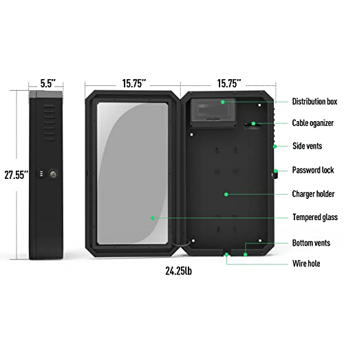 Outdoor/Indoor Charging Cable Organizer Box, Third-Generation Charging Pile Wall Mounting Connector Metal Home Charger Box for Model S, 3, X, & Y