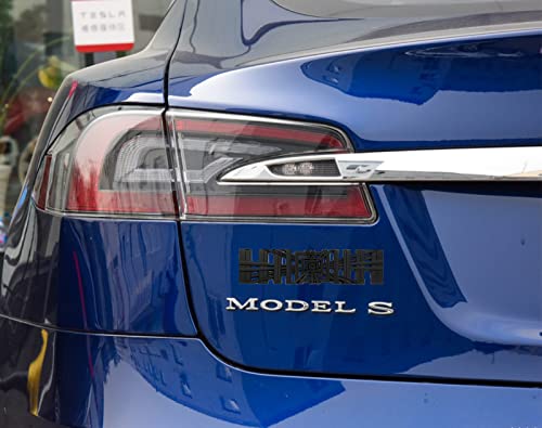 Automotive 3D Alloy Plaid Badge Sticker Mark Car Emblem Plaid Badge Compatible with Tesla Tail Box Badge Sticker (Matte Black