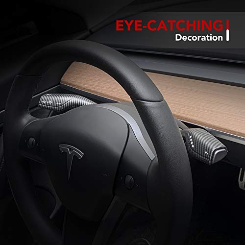 Tesla Model 3 Model Y Gear Shift Cover Steering Wheel Accessories ABS Plastic Carbon Fiber Black