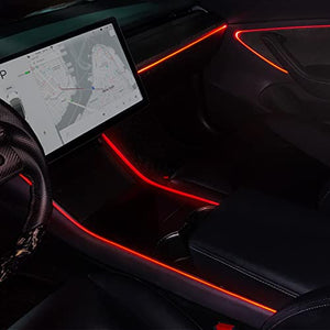 2017-2020 Tesla Model 3 & Y Ambient Lighting Kit with APP Control (Center Console Light+Dashboard Light+ 4 Door Light)