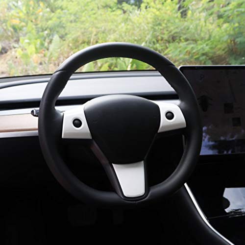 Steering Wheel Wrap Kit for Tesla Model 3 & Y Steering Wheel Protector Decoration White 3 Pcs