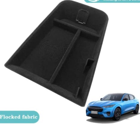 Mustang Mach E Flocked Wireless Charging Center Console Organizer Tray Compatible with Mustang Mach-E