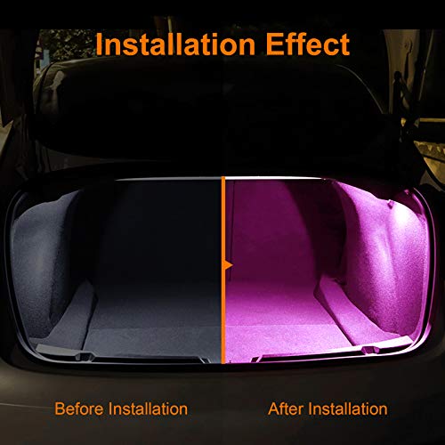 Tesla Car Interior LED Lights Bulbs Kit, Prying Tool Tesla Model Accessories Replacement Lights Fit for Tesla Model 3 Model S Model X Model Y(4 Pack/Pink)
