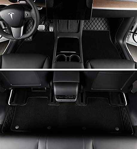 Tesla Model Y Floor Mats and Trunk Mats All-Weather Leather Liners Model Y 5 Seater