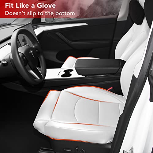 Tesla Model Y Leather Seat Extender Cushion Pad for Front and Rear Seats (White)