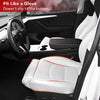 Tesla Model Y Leather Seat Extender Cushion Pad for Front and Rear Seats (White)