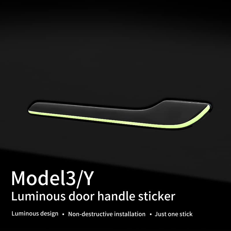 Door Handle Sticker Wrap for Tesla Model 3/ Model Y Luminous Door Handle Protector Decal Accessories Wrap Kit