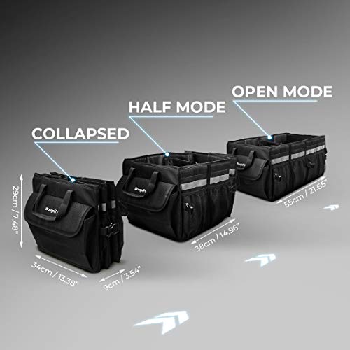 Tesla Trunk Organizer with Insulation Cooler Bag, Foldable Cargo Storage, Heavy Duty Collapsible Trunk Storage Fits for Tesla Model 3/Sedan/SUV/Van (2 Compartments, Black)