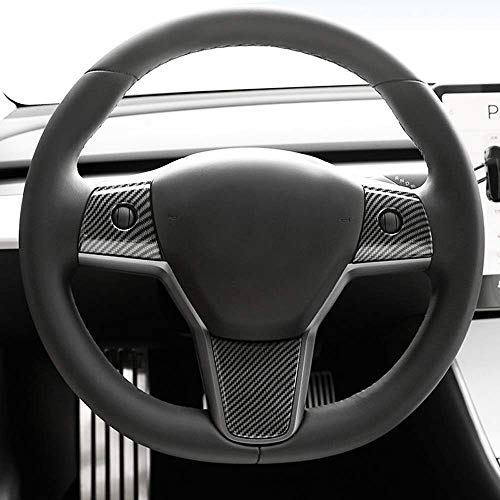 Tesla Model 3 & Model Y Steering Wheel Covers - Glossy Carbon Fiber Pattern