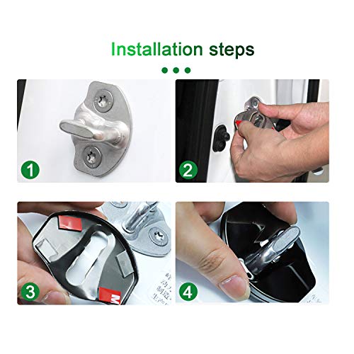 Protective Cover Door Lock Cover 4PCS for 2018-2022 Tesla Model 3 2020-2022 Tesla Model Y Silver