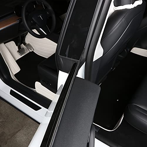 All-Weather Custom Fit Fully Surrounded White Leather Floor Mats for Tesla Model Y