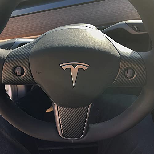 Tesla Model 3 & Model Y Steering Wheel Covers - Matte Carbon Fiber Pattern