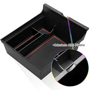 Center Console Organizer Compatible with 2021 Latest Tesla Model Y Model 3 Accessories Insert ABS Black Materials Tray Armrest Secondary Storage Box (Red)
