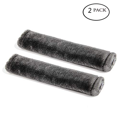 Soft Faux Sheepskin Seat Belt Shoulder Pad for a More Comfortable Driving, Compatible with Adults Youth Kids - Car, Truck, SUV, Airplane,Carmera Backpack Straps 2 Packs Dark Gray