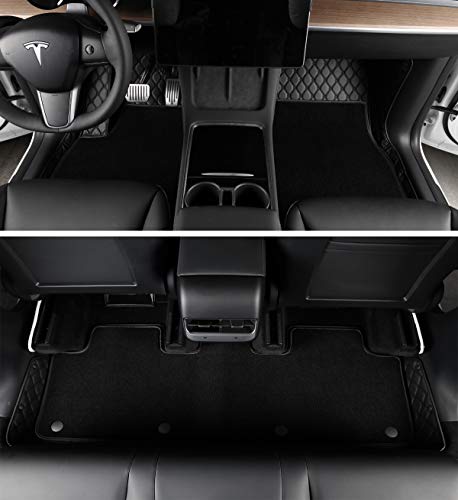 Tesla Model Y Floor Mats All-Weather 2020 2021 Model Y All-Protection Waterproof Interior Liners. (Black)