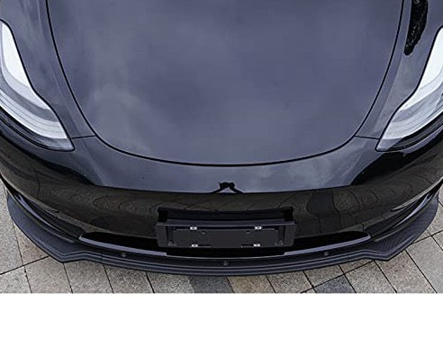 3 Piece ABS Plastic with Carbon Fiber Pattern Front Splitter Lip Kit for Tesla Model Y
