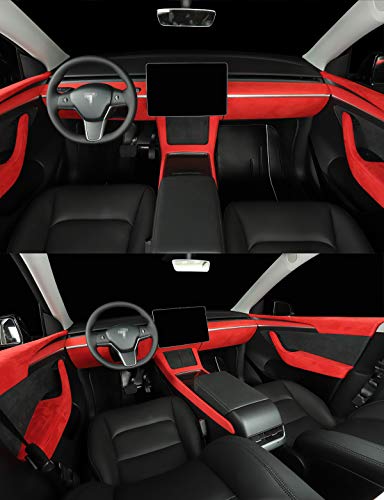 Alcantara Red Lower Dashboard Protection Kit for Tesla Model Y