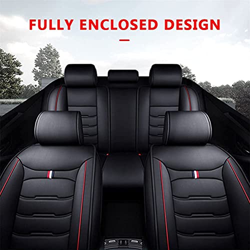 Front & Rear Seat Covers for Chevy Chevrolet Bolt EV EUV Car Seat Cover Luxury PU Leather Comfortable Wear Resistant Black×Red