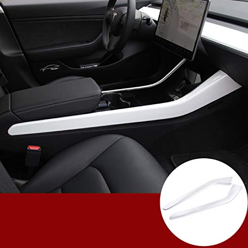 ABS Chrome Car Center Console Decoration Strips Trim Accessories for Tesla Model 3 2016-2019 for Tesla Model Y 2017-2020 (Silver)