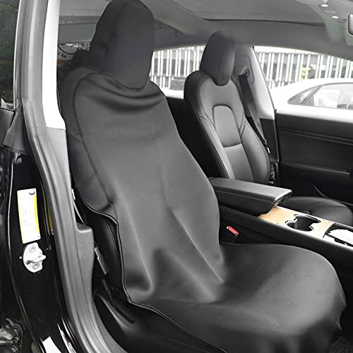 Tesla Model 3 Seat Cover - Tesla Model Y Seat Cover - Front Neoprene Seat Protector - with Bucket and Elastic Rope - for Tesla Interior Accessories
