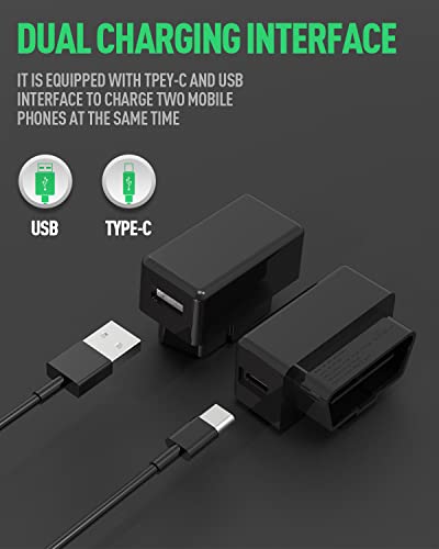 OBD Car Fast Charger for Tesla Model 3/Y 2020 2021, 43W Dual Port Auto Phone Charging OBD Adapter with Power Delivery & Quick Charge, OBD to USB 3.0 & &USB-C Adapter, Automobile Phone Charger