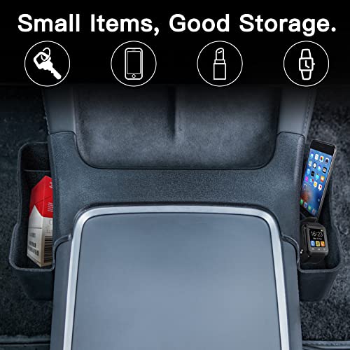 Center Console Side Organizer Compatible with 2021-2022 Tesla Model 3/Y Tray Storage Box with Flocking