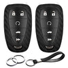 2pcs Compatible with 2021 2020 2019 Chevrolet Camaro Malibu Limited Cruze Equinox Sonic Spark Traverse Bolt EV Carbon Fiber Looks Silicone FOB Key Case Cover Protector Keyless Entry Remote Holder