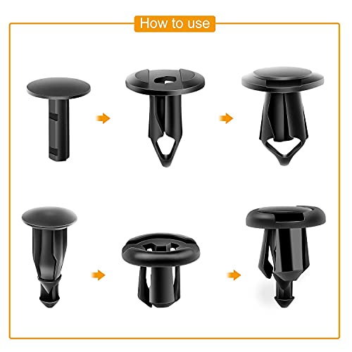 GRC-47 Universal Plastic Fender Clips,200 Pcs Push Bumper Fastener Rivet Clips with 6 Size Auto Body Retainer Clips Bumpers,Car Fender Replacement for Tesla Model S, 3,  X, & Y