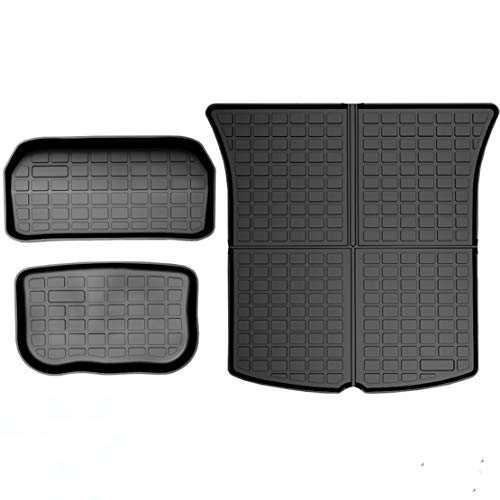 All Weather Floor Mats for Tesla Model Y 2020-2022 Custom Fit TPE Car Floor Mats Cargo Liner Rear Cargo Tray Trunk Waterproof Interior Accessories Set