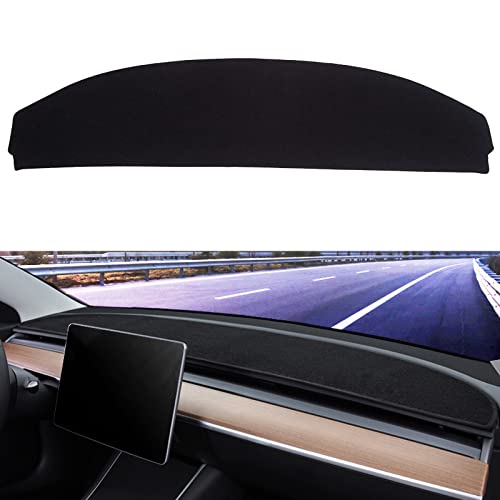 Flannel Dashboard Cover Nonslip Car Dash Board Mat Fit for 2017-2022 Tesla Model 3 Sunshade No-Glare Non-Slip Pad Carpet Sunshield Protector