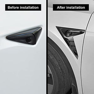 Side Camera Indicator Turn Signal Covers for Tesla Model 3 & Y (Black-2 Pieces)
