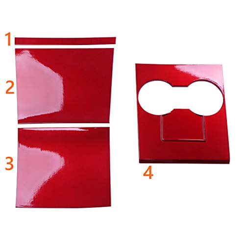 Tesla Model 3 Center Console Wrap Glossy Red ABS Console Cover Interior Decoration Wrap Kit- Easy to Install- Tesla Model 3 Accessories 4Piece/Set