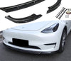 Carbon Fiber ABS Front Lip Splitter/Front Bumper Lip Spoiler for 2020-2022 Tesla Model Y (3 Piece Set)