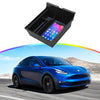 Center Console Organizer Compatible with 2021-2022+ Latest Tesla Model Y Model 3 Accessories Insert ABS Black Materials Tray Armrest Secondary Storage Box (Blue)