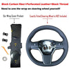 Black Perforated Leather & Carbon Fiber Auto Steering Wheel Cover Hand-Stitch on Wrap Fit for Tesla Model 3/Tesla Model Y
